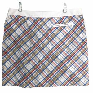 Greg Norman Golf Tennis Stretch Skorts Plaid Size 10 Front Pockets Side Zipper